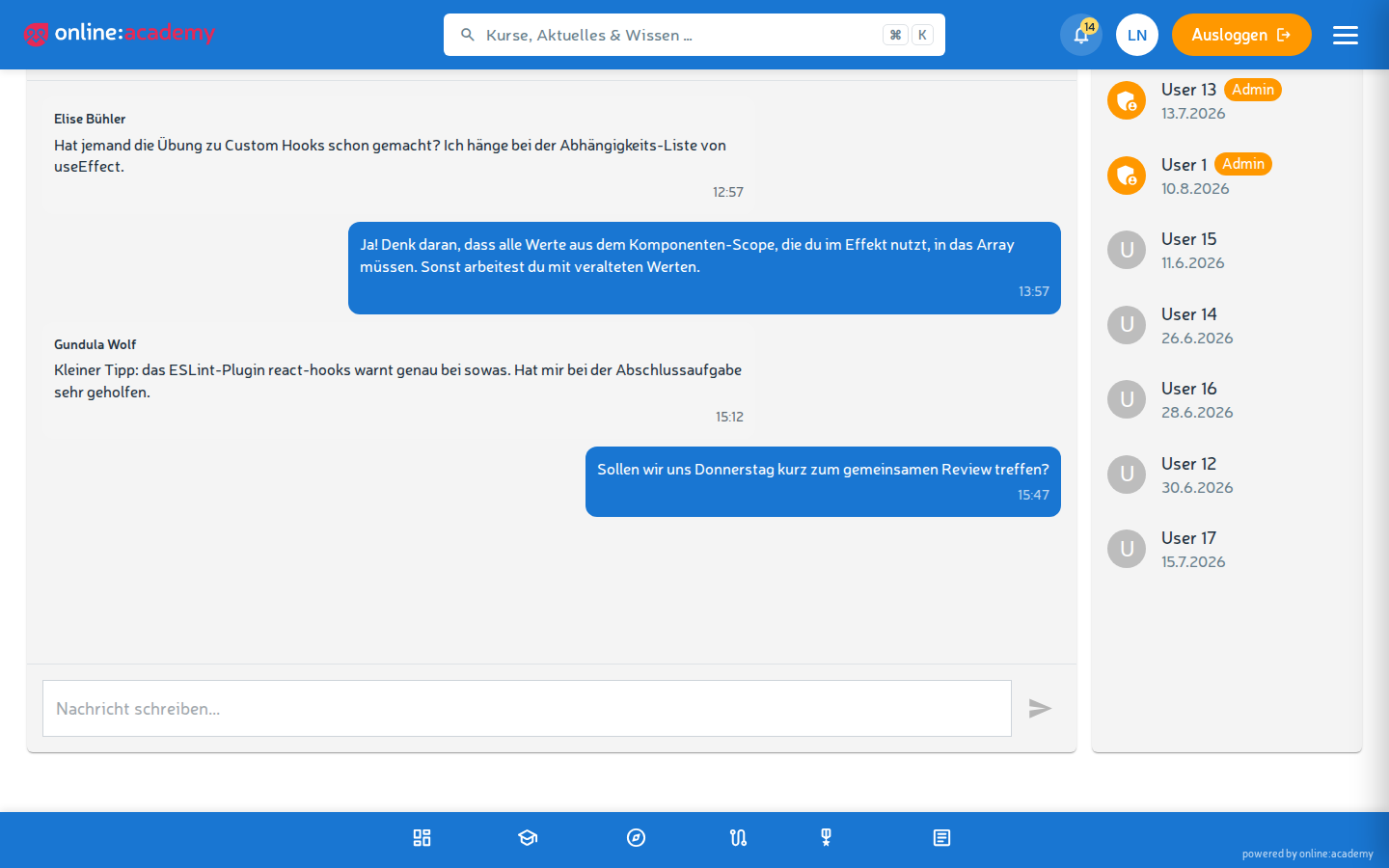 Gruppen-Chat-Fenster mit Nachrichten und Eingabefeld